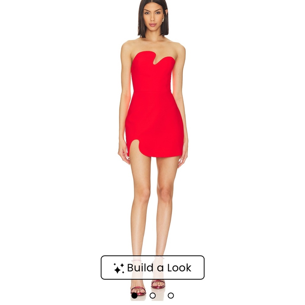 Amanda Uprichard Puzzle Red Strapless Bodycon Dress